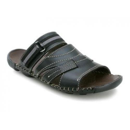 Bacco Bucci "Jaffray" Black Genuine Soft Italian Calfskin Sandals